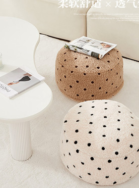 榻榻米坐垫地毯加厚毛绒客厅沙发懒人坐墩蒲团脚踏墩子黑白