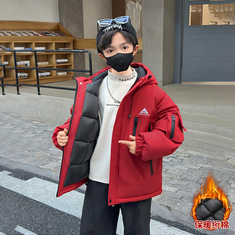 男童加厚保暖连帽羽绒棉棉服