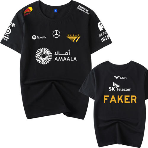 T1战队2025世界赛队服FAKER ONER keria Doran夏男纯棉短袖t恤衫