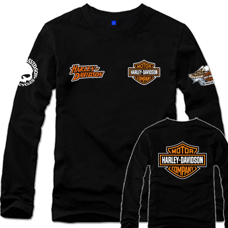 哈雷DAVIDSON摩托重机车骑行服俱乐部体恤纯棉长袖T恤定制车队服