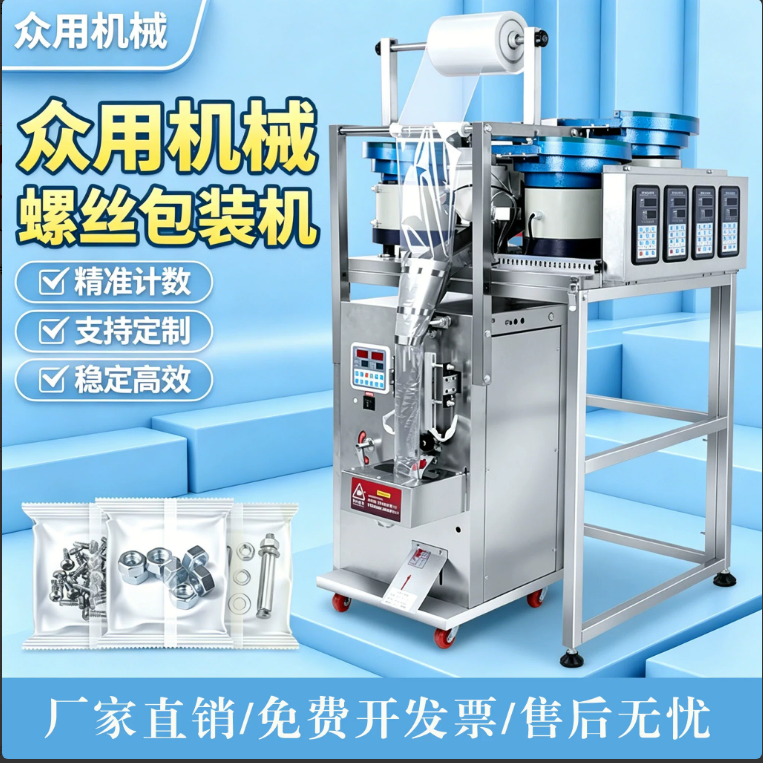 全自动五金螺丝包装机塑料颗粒粉末螺母垫片配件定量称重分装机计数点数振动盘食品打包机坚果茶叶灌装机