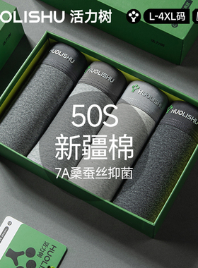 活力树男士内裤男生纯棉平角裤男款秋冬裤衩宽松四角短裤全棉底裤