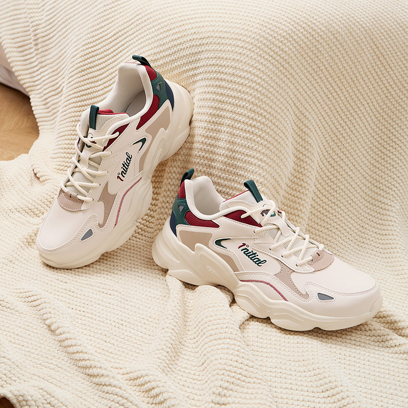 361度男鞋革面复古老爹鞋男士