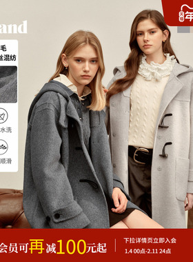 【经典长期主义&桑蚕丝羊驼毛】Eland衣恋毛呢外套女大衣2025冬新