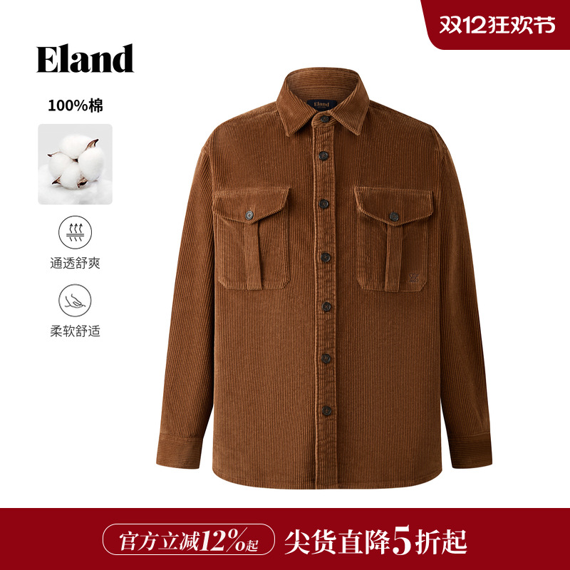 ELAND衬衫宽松长袖复古