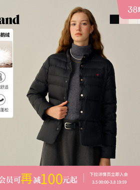 【零压】Eland衣恋排骨羽绒服女小立领轻薄长袖外套2025冬季新款