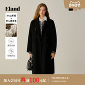 绵羊毛 山羊绒 Eland衣恋毛呢外套女双排扣羊毛大衣2025冬新款