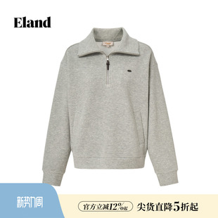 Eland衣恋卫衣女休闲长袖 翻领半开拉链套头上衣2026春夏新款