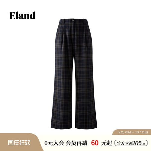 ELAND休闲裤格纹直筒裤