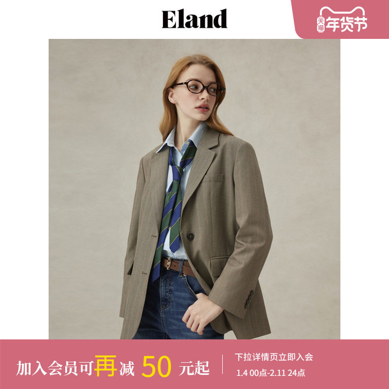 Eland衣恋西装女领口粘衬单排扣直筒显瘦通勤西服外套25春季新款