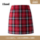 新款 Eland衣恋半身裙女时尚 节日氛围感格纹裙A字裙2026春季