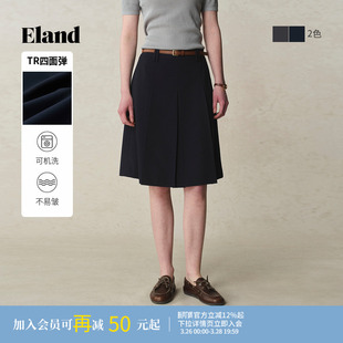 新款 Eland衣恋半身裙女双腰袢设计内衬百褶中裙25夏季 四面弹