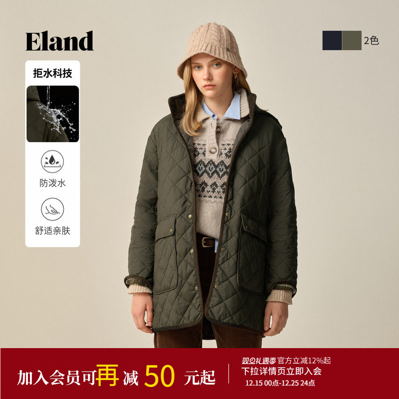 ELAND棉服微宽松连帽外套