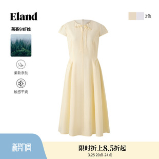 波点裙2026夏新款 Eland衣恋早春漂亮连衣裙女系带短袖 莱赛尔