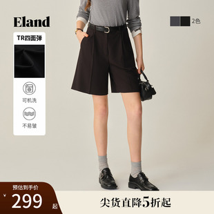Eland衣戀短褲 2025夏季 新款 女通勤風內里暗扣兩側口袋設計西褲