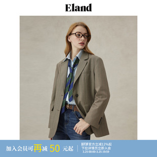 新款 Eland衣恋西装 女领口粘衬单排扣直筒显瘦通勤西服外套25春季