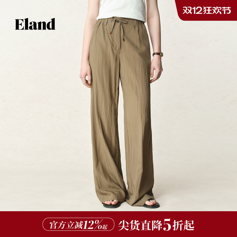 ELAND休闲裤纯色薄款系带