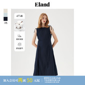 Eland衣恋连衣裙女抽绳设计收腰显瘦无袖 背心长裙夏