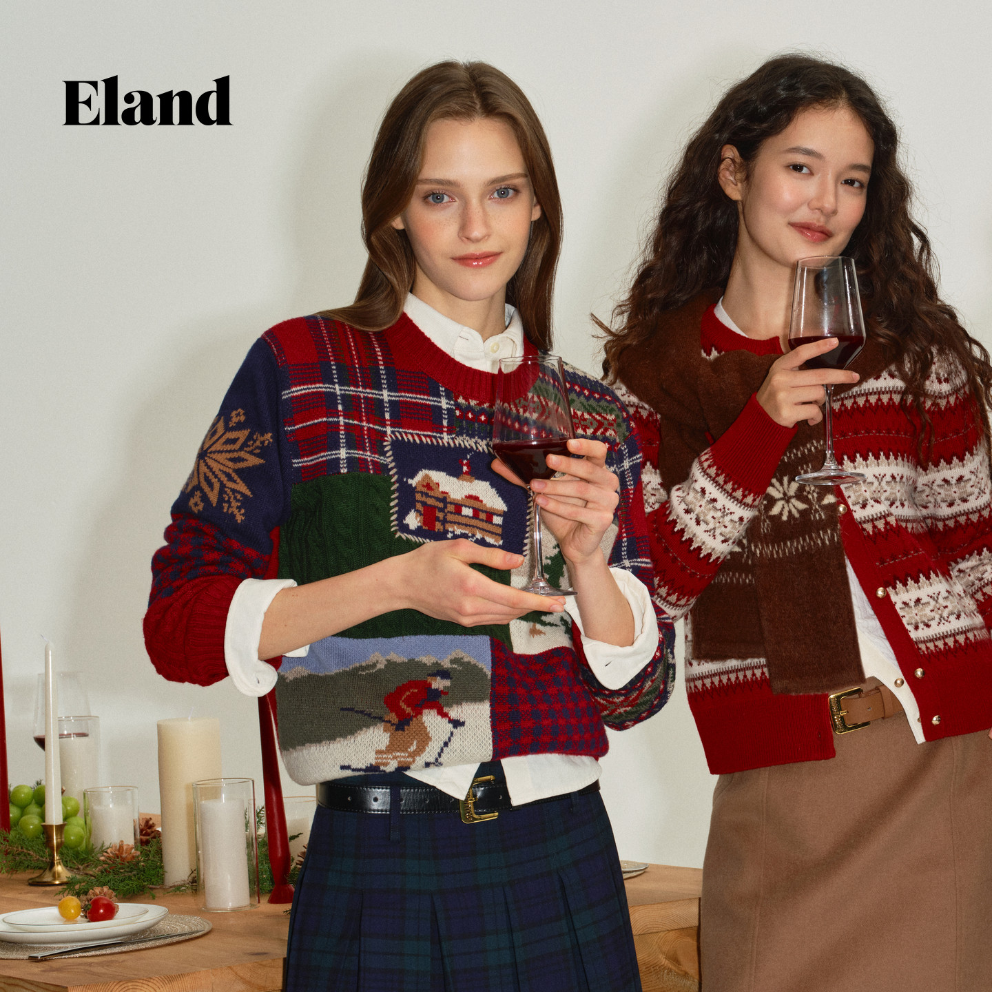 Eland衣恋毛衣女节日氛围感圆领提花套头针织衫2025冬季新款,女装/女士精品,毛衣,淘宝优惠券,粉丝福利购,淘宝优惠卷