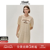 T恤裙甜美风夏 Eland衣恋连衣裙吊带蕾丝两件套直筒长款