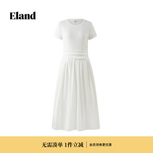 新款 收腰长裙2026夏季 Eland衣恋连衣裙女极简高级感通勤A字裙薄款