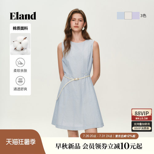 ELAND通勤收腰无袖连衣裙