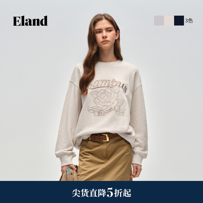 ELAND时尚花卉图案长袖卫衣