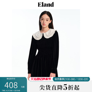 eland衣恋2022年知性丝绒连衣裙