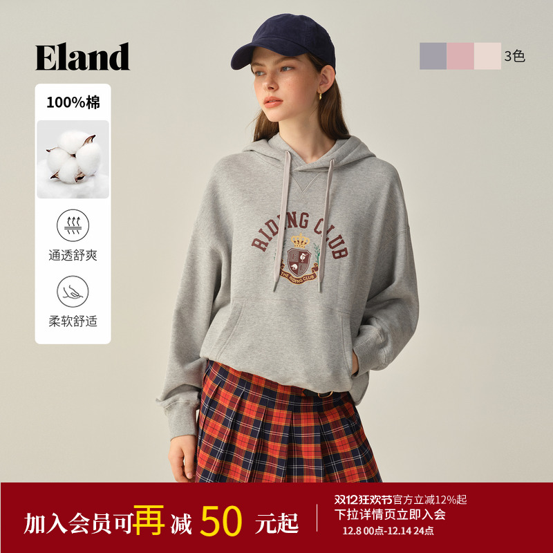 ELAND卫衣印花阔版落肩