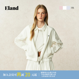款 Eland衣恋短外套女舒适简约翻领合身上衣夏季 棉麻混纺
