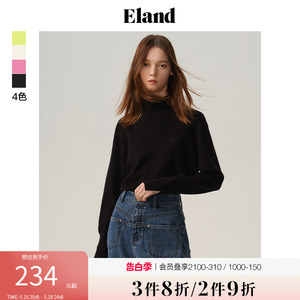 Eland衣恋高领针织衫修身高领温柔风宽松毛衣女秋冬