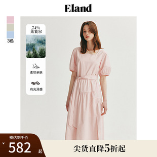 莱赛尔 Eland衣恋复古氛围感小方领连衣裙A字裙子夏