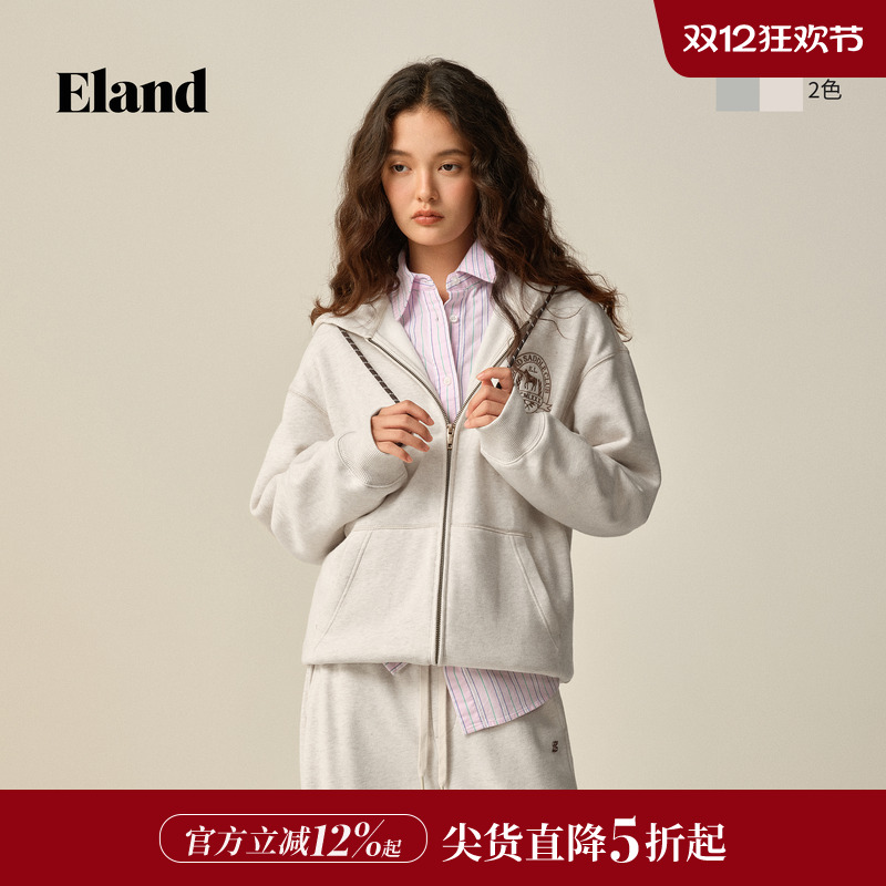 ELAND卫衣外套棉质拉链