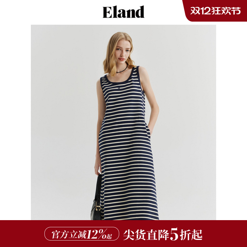 ELAND背心连衣裙宽松条纹