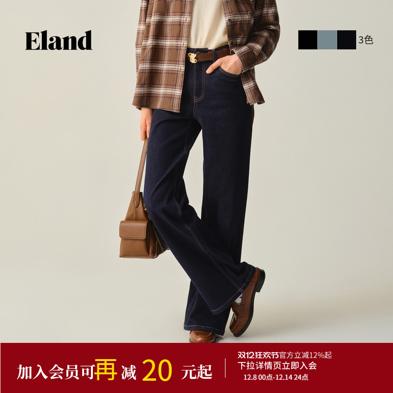 ELAND牛仔裤宽松棉质阔腿裤