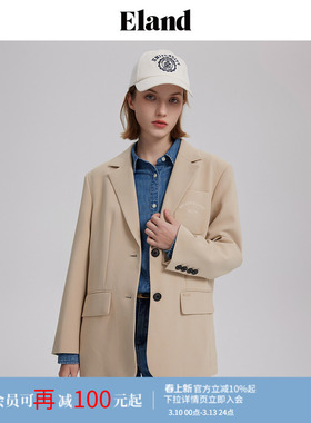 Eland衣恋西装女美拉德直筒单排扣学院风宽松外套春秋款
