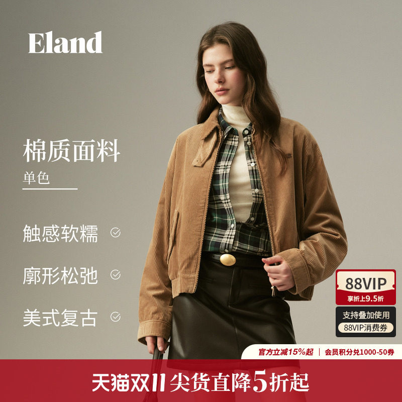 ELAND美拉德复古翻领长袖外套