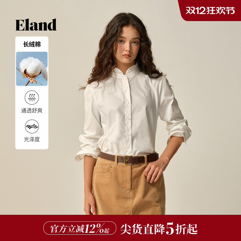 ELAND衬衫女长袖棉感宽松