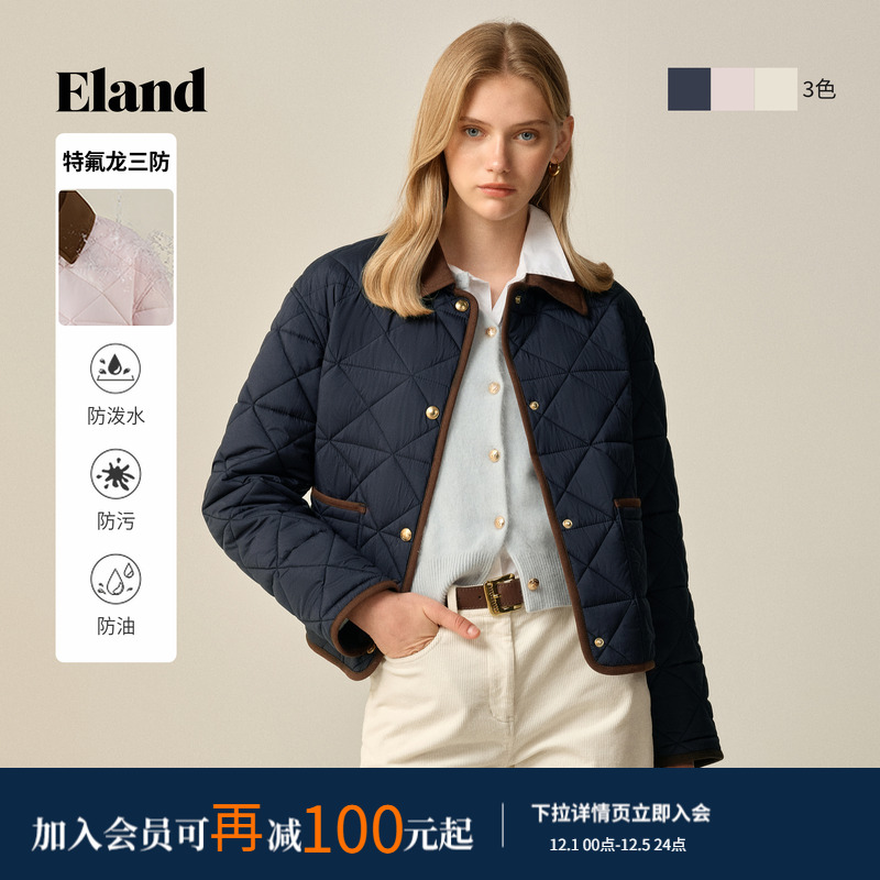 ELAND棉服翻领短外套撞色