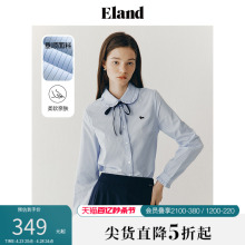 新款 上衣夏款 女甜美学院风翻领蝴蝶结娃娃领长袖 Eland衣恋衬衫