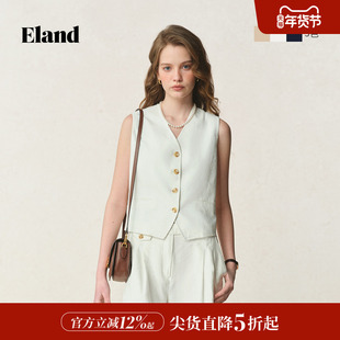 【亚麻】Eland衣恋马夹女后背三角针无袖上衣内搭25夏季新款淡人