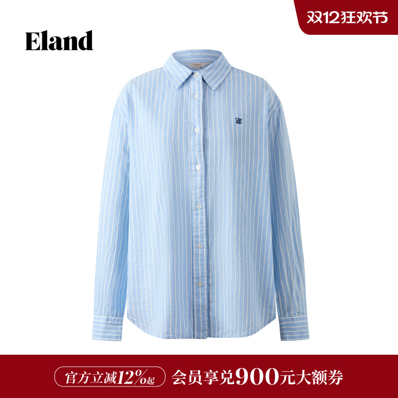 ELAND翻领通勤条纹衬衫女