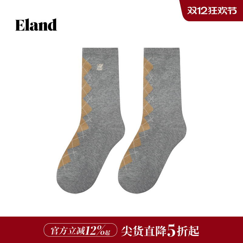 ELAND袜子带刺绣棉袜女袜