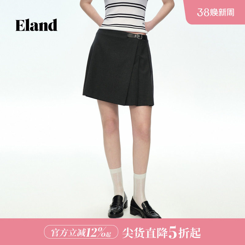 【零染】Eland衣恋半身裙女高腰短裙后开叉西装裙子2026春夏新款