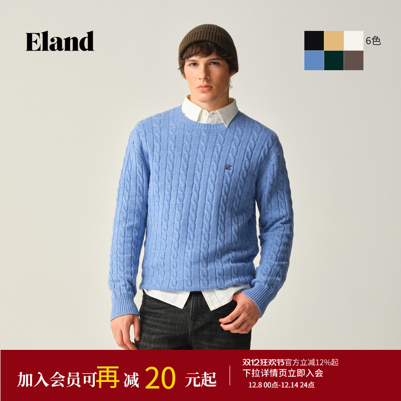ELAND毛衣圆领长袖套头针织衫