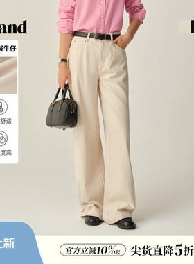 Eland衣恋牛仔裤女简约风通勤轻暖绒不易褪色直筒裤2026春季新款