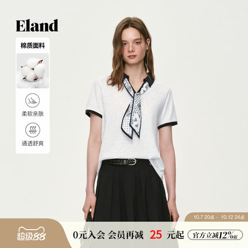 ELAND飘带翻领短袖T恤