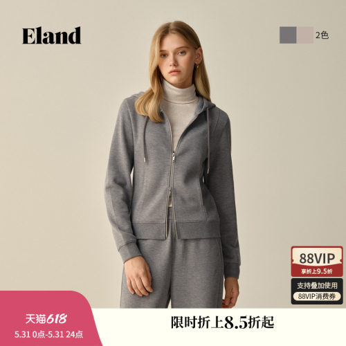 ELAND卫衣双拉链纯色长袖