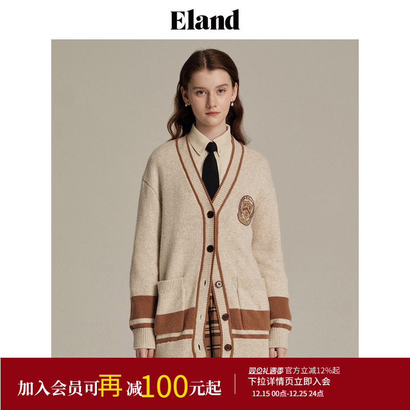 ELANDV领徽章绣标针织开衫