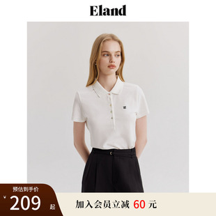 通勤上衣夏 Eland衣恋短袖 T恤女凉感经典 POLO衫 棉感修身